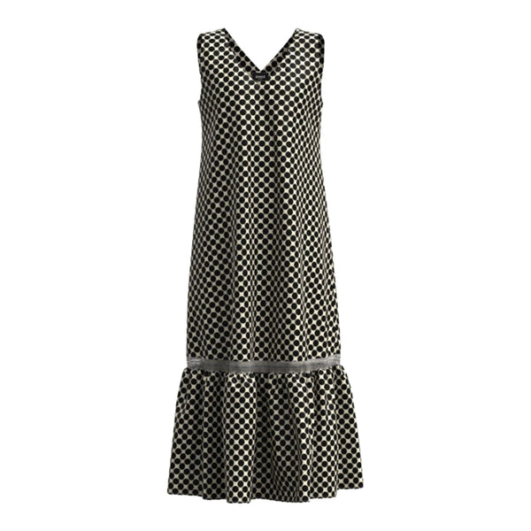 Abito Donna GIANNI Midi a pois con scollo a V Nero EMME MARELLA- Francavilla Moda